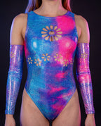 Daisy Darling Bodysuit - rave bodysuit - front view - Freedom Rave Wear — black