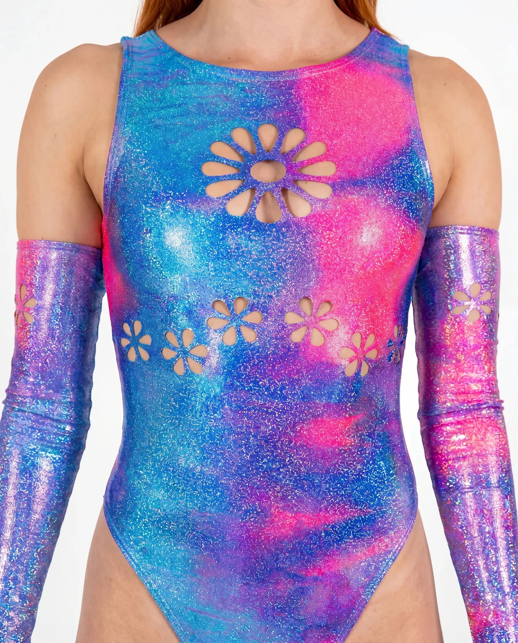 Daisy Darling Bodysuit - rave bodysuit - front view - Freedom Rave Wear — black