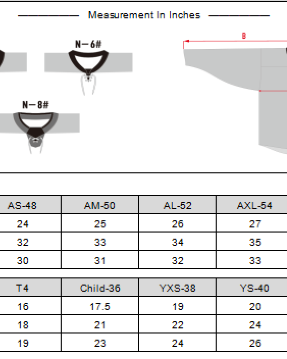 Size chart for the Duality Hockey Jersey, providing measurements for a perfect fit.