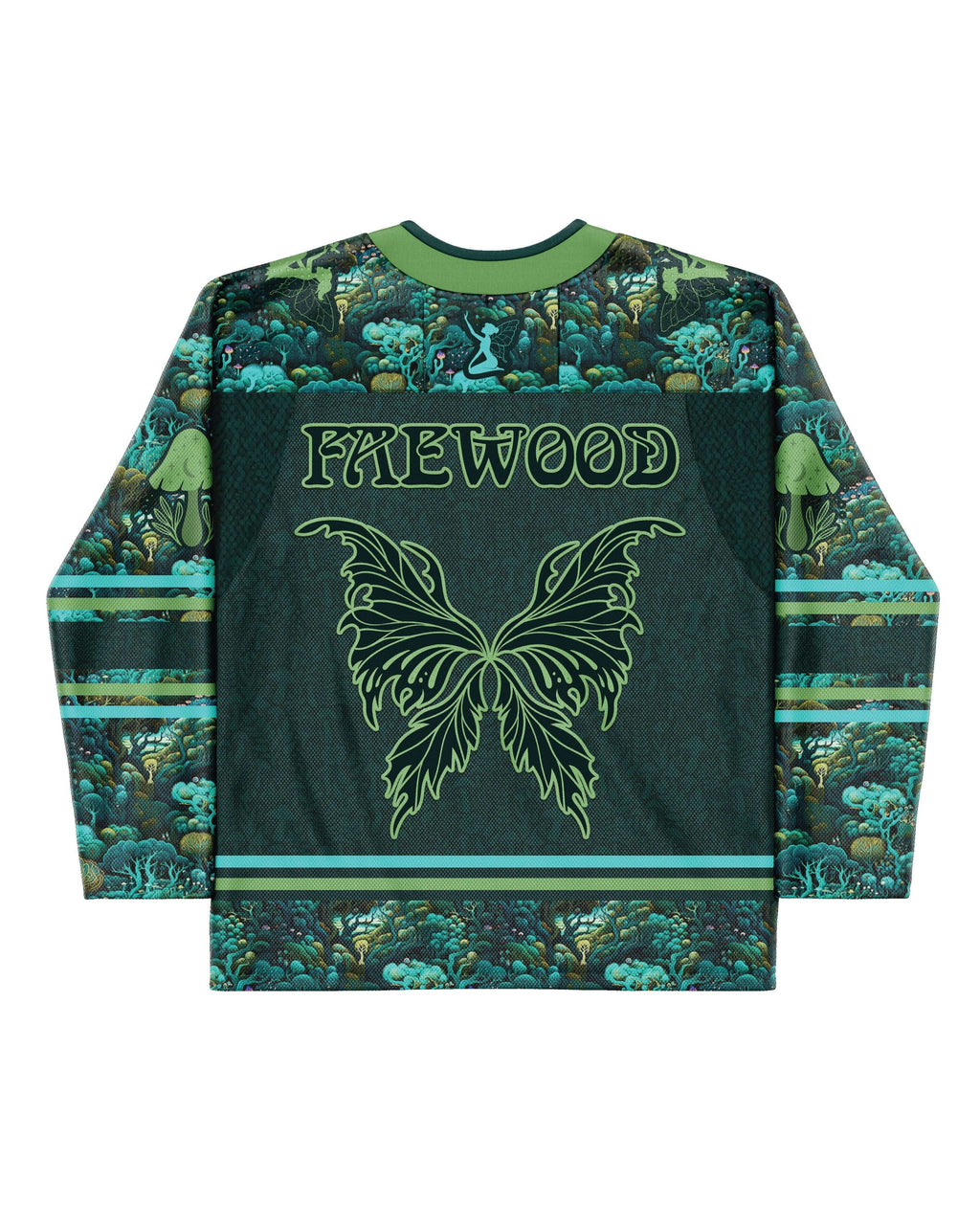Faewood Hockey Jersey featuring a butterfly design, perfect for rave outfits and enchanting adventures.