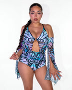 Gossamer Deep Sea Bikini Top - rave bikini top - detail view - EDM clothing