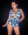 Gossamer Double Take Playsuit - rave bodysuit - front view - Freedom Rave Wear
