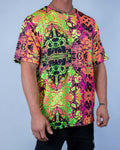 Intensity Oversized Softee t-shirt in trippy neon print, perfect for rave outfits and ultimate comfort.