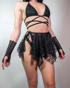 Back view of the Lilith Fairy Skirt, featuring a bold, sheer layered look with a fairy-inspired cut.