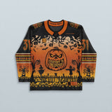 Spooky Szn Hockey Jersey - Limited Editon featuring Halloween designs and vibrant colors, perfect for seasonal rave outfits.