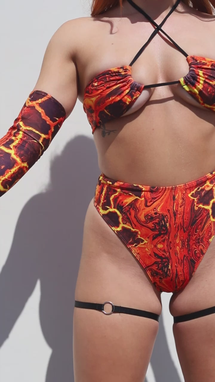 Volcanic High Waisted Thong Freedom Rave Wear Size: X-Small