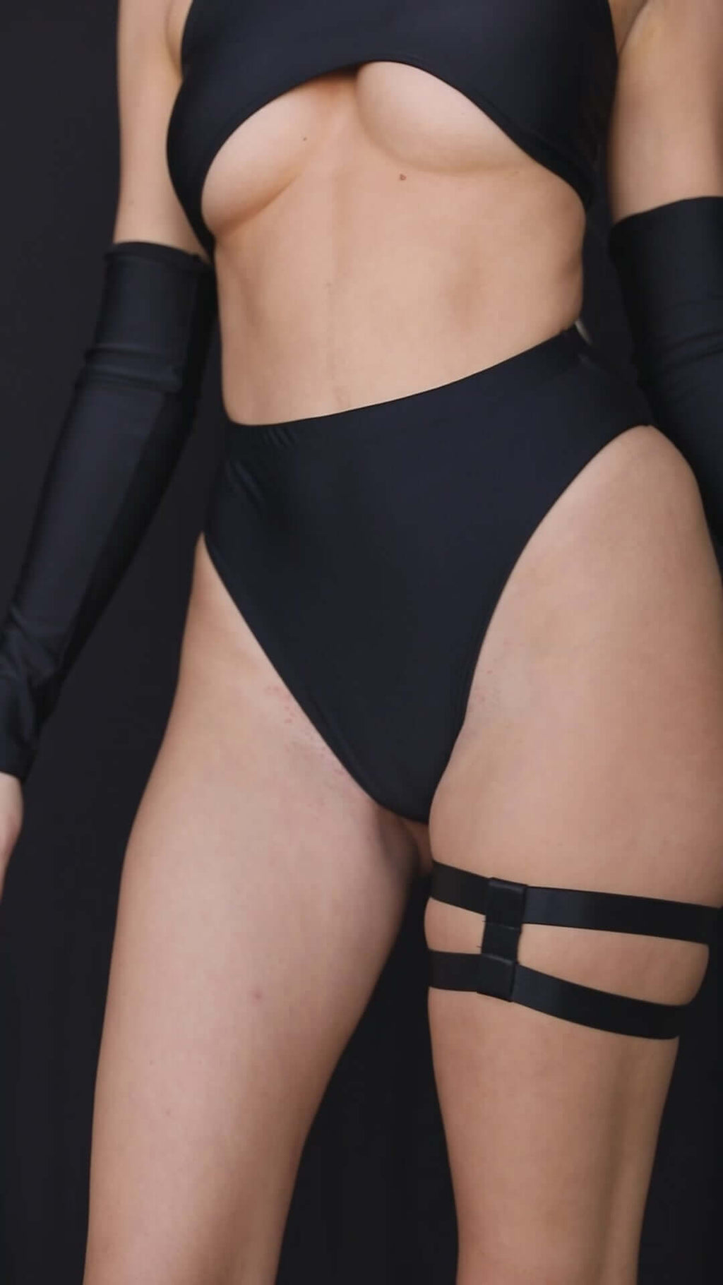 Matte Black High Waisted Brazilian Bottoms Freedom Rave Wear Size: X-Small