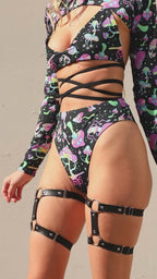 Mushies High Waisted Brazilian Bottoms Freedom Rave Wear Size: X-Small