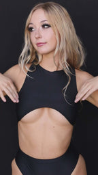 Matte Black Teaser Top Freedom Rave Wear Size: X-Small