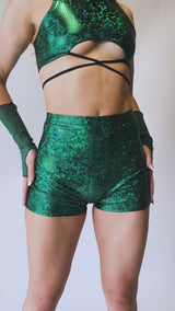 Emerald Holo High Waist Shorts FRW New Size: Small.