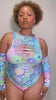 Retro Bloom Slit Sideboob Bodysuit with Leg Straps FRW New Size: X-Small