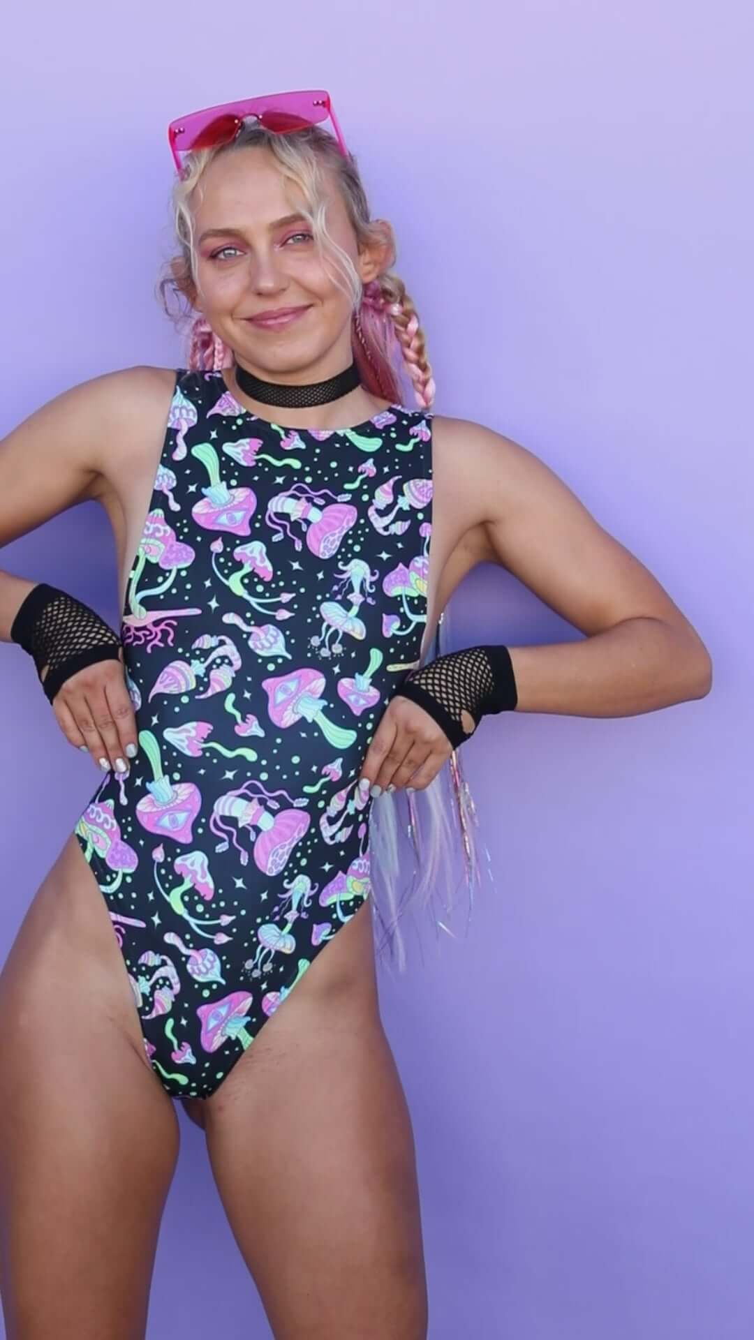 Mushies Sideboob Bodysuit Freedom Rave Wear Size: X-Small