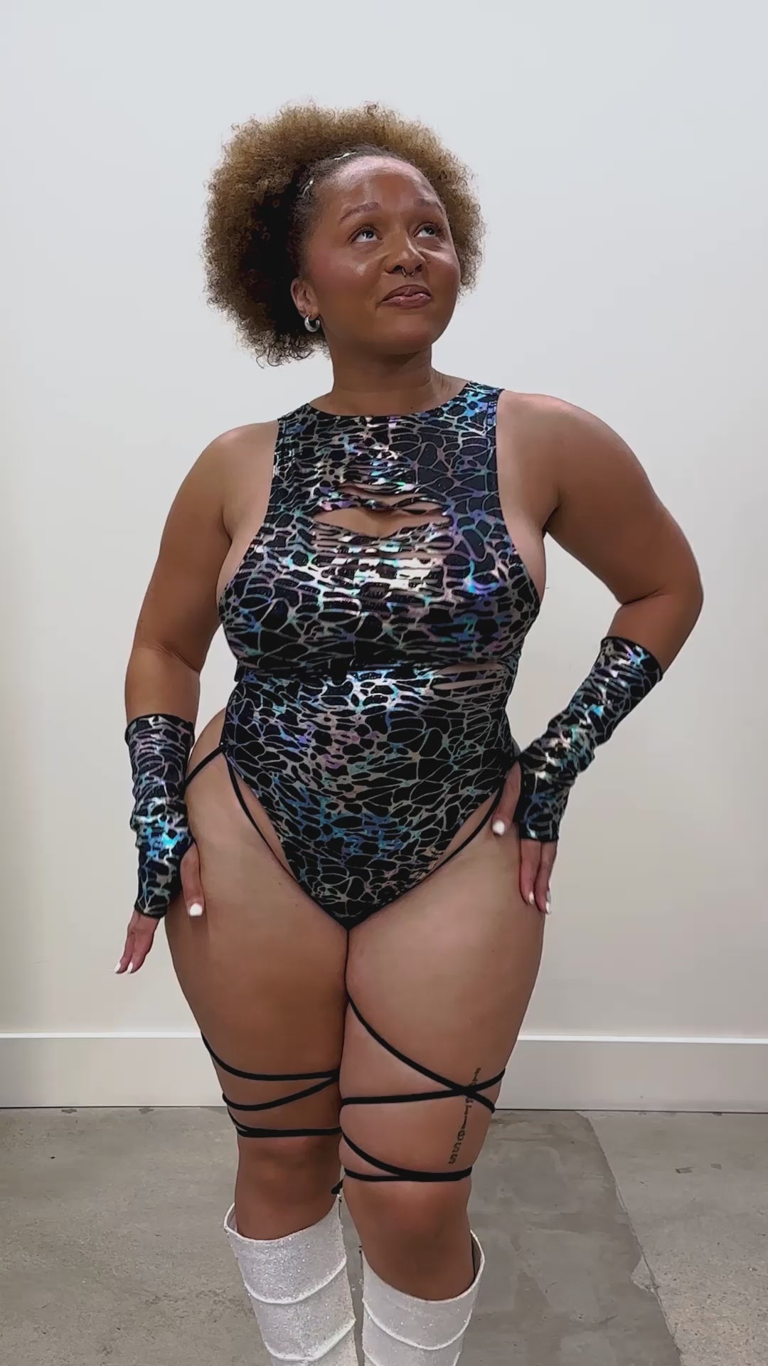 Galactica Slit Sideboob Bodysuit with Leg Straps FRW New Size: X-Small