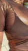 Carmel Mesh Baby Tee showcasing metallic shimmer ideal for rave outfits and stylish looks.