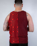 Red black Amplitude rave bodysuit tank top back view geometric pattern festival outfit male model