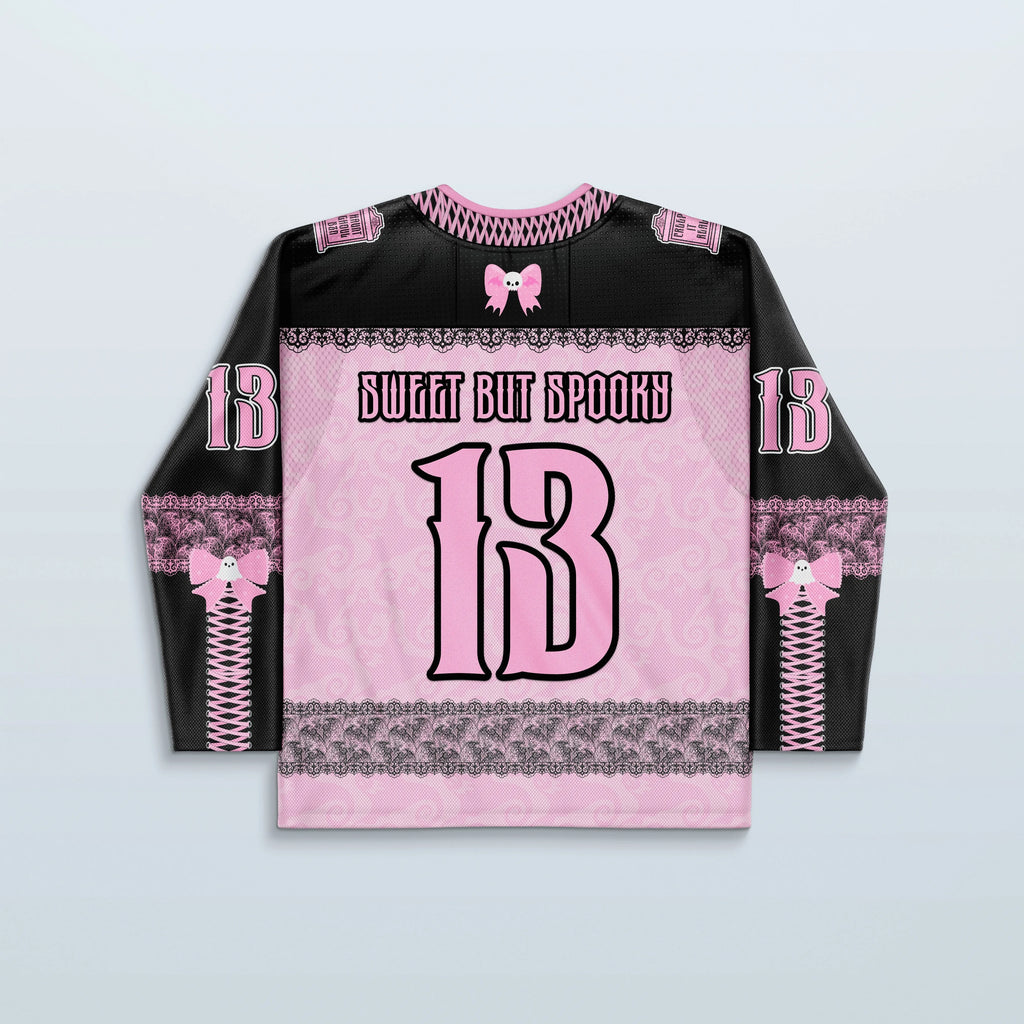 Boo Hockey Jersey - Limited Editon with lace details and spooky graphics, perfect for rave outfits.