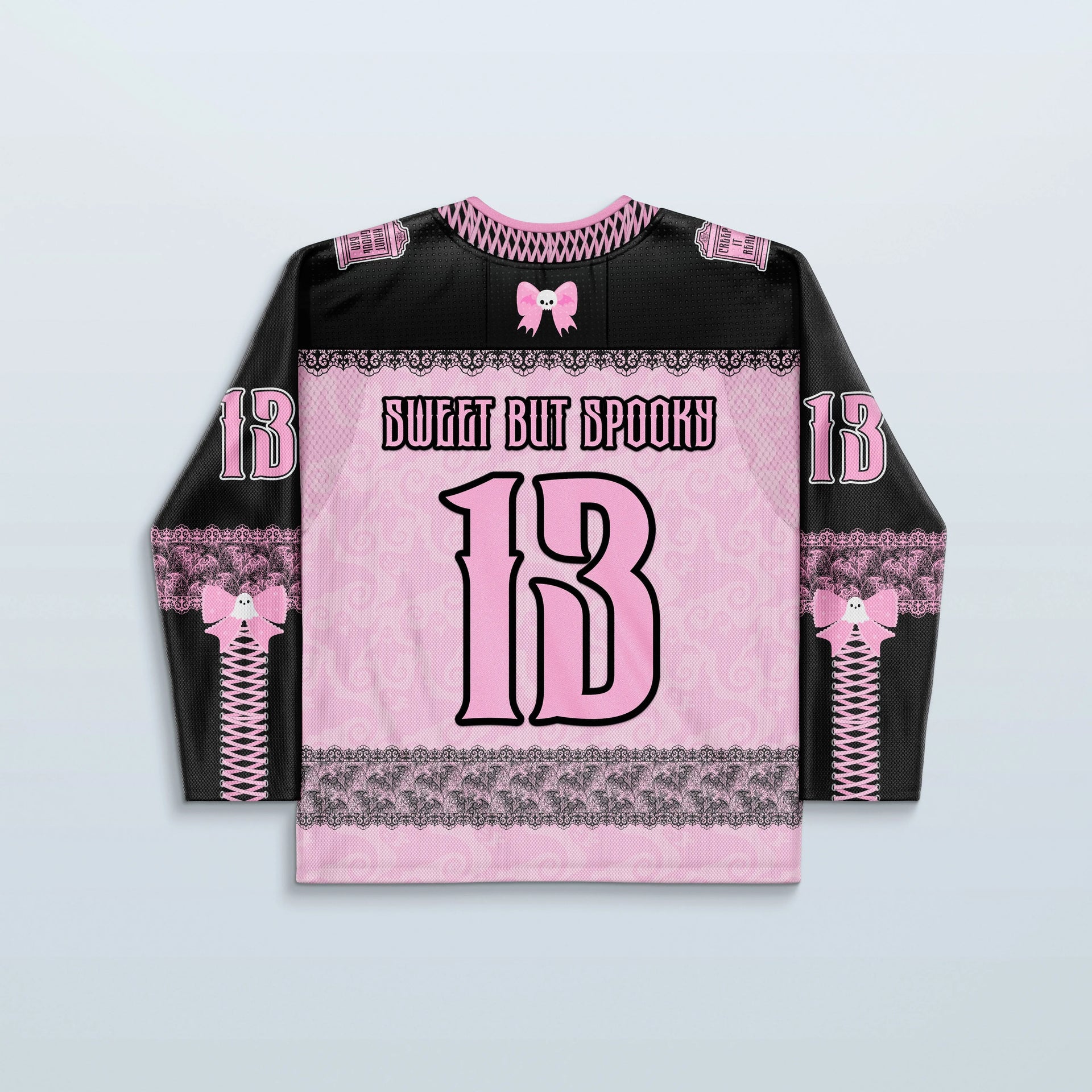Boo Hockey Jersey - Limited Editon with lace details and spooky graphics, perfect for rave outfits.