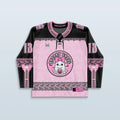 Boo Hockey Jersey - Limited Editon featuring a pink design with ghost and pumpkin graphics, perfect for rave outfits.