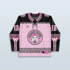 Boo Hockey Jersey - Limited Editon featuring a pink design with ghost and pumpkin graphics, perfect for rave outfits.