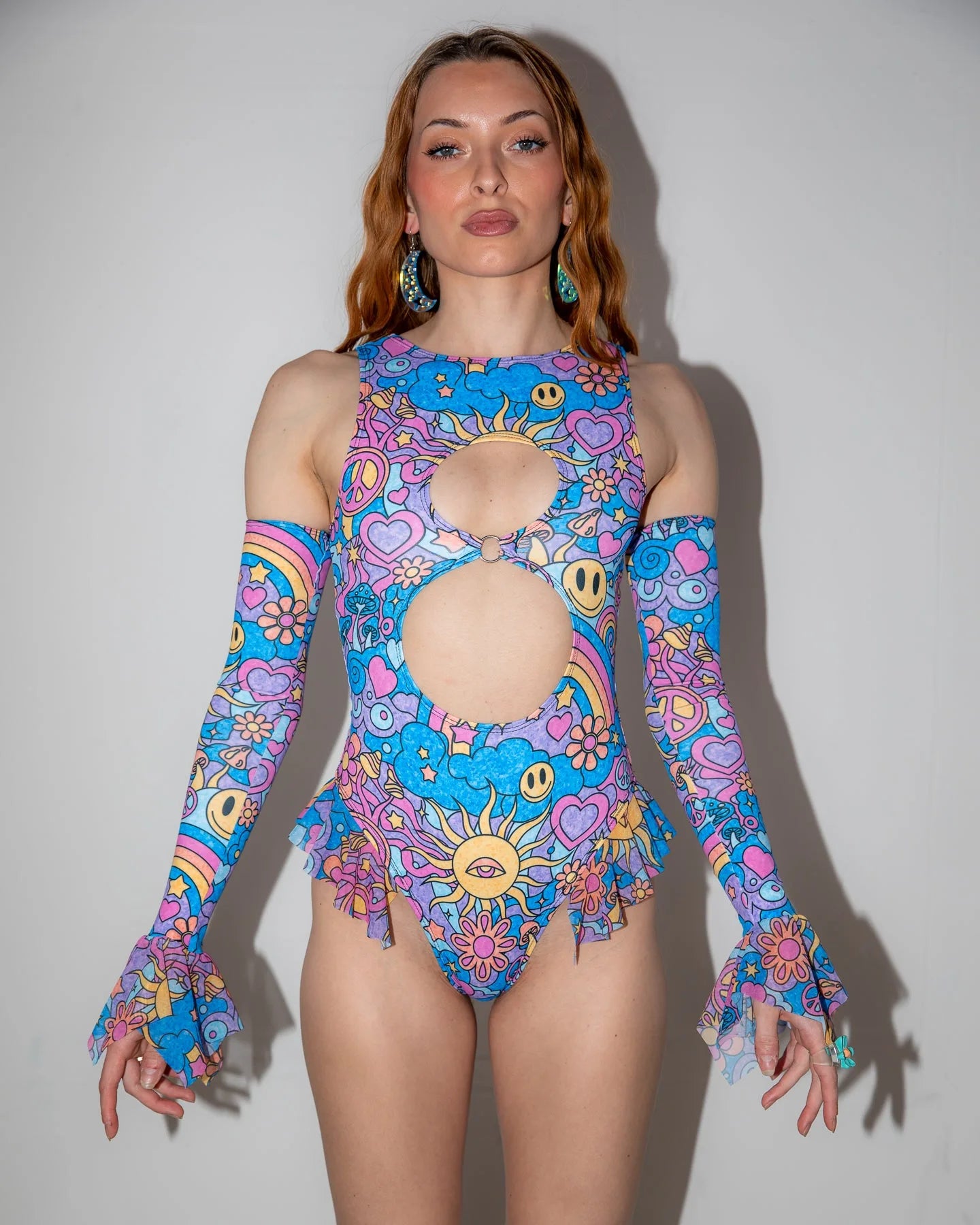Groovy Keyhole Bodysuit - rave bodysuit - detail view - EDM clothing