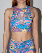 Groovy Slit Crop Top - rave crop top - front view - Freedom Rave Wear