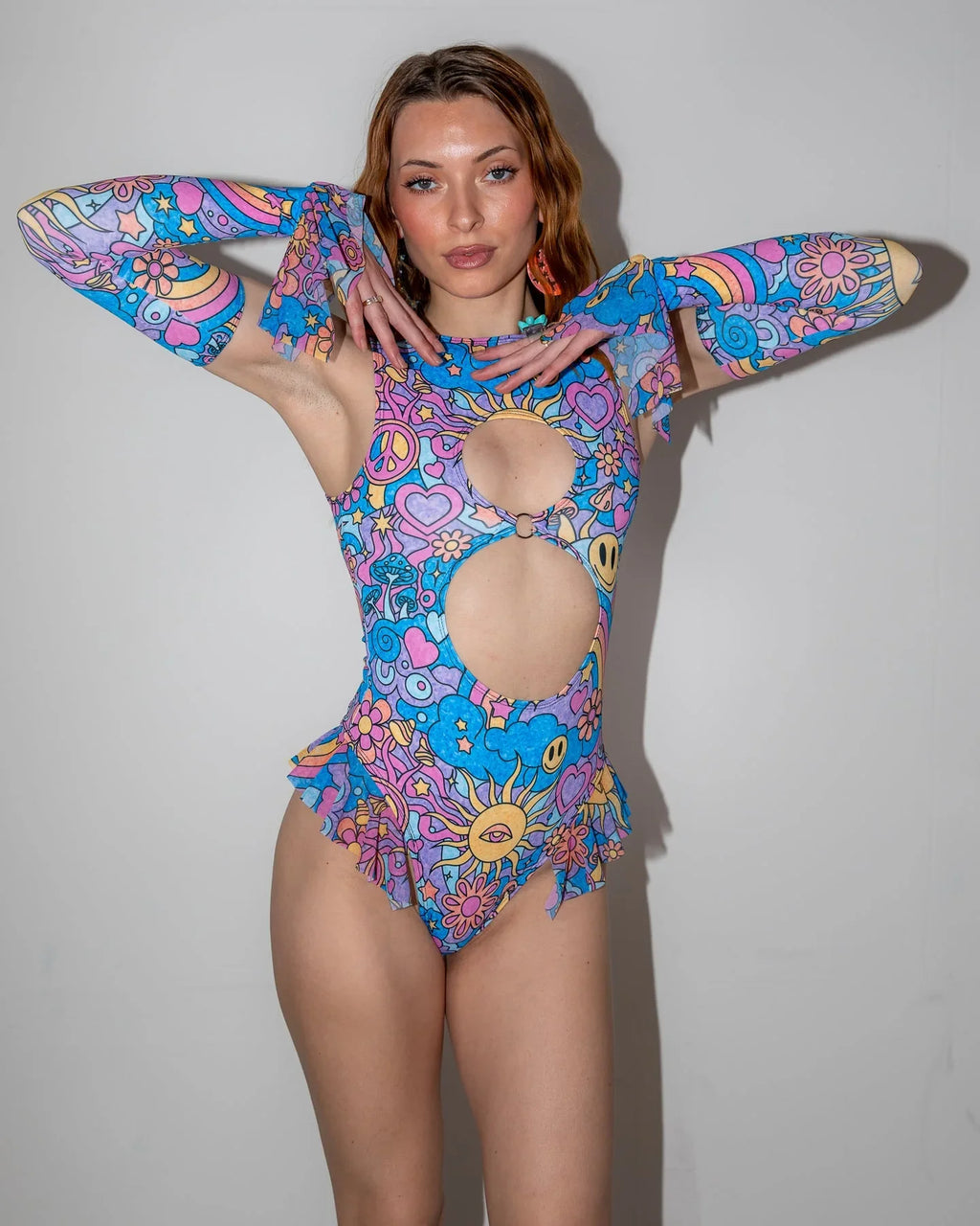 Groovy Spellcaster Arm Sleeves - festival sleeve - back view - rave outfit