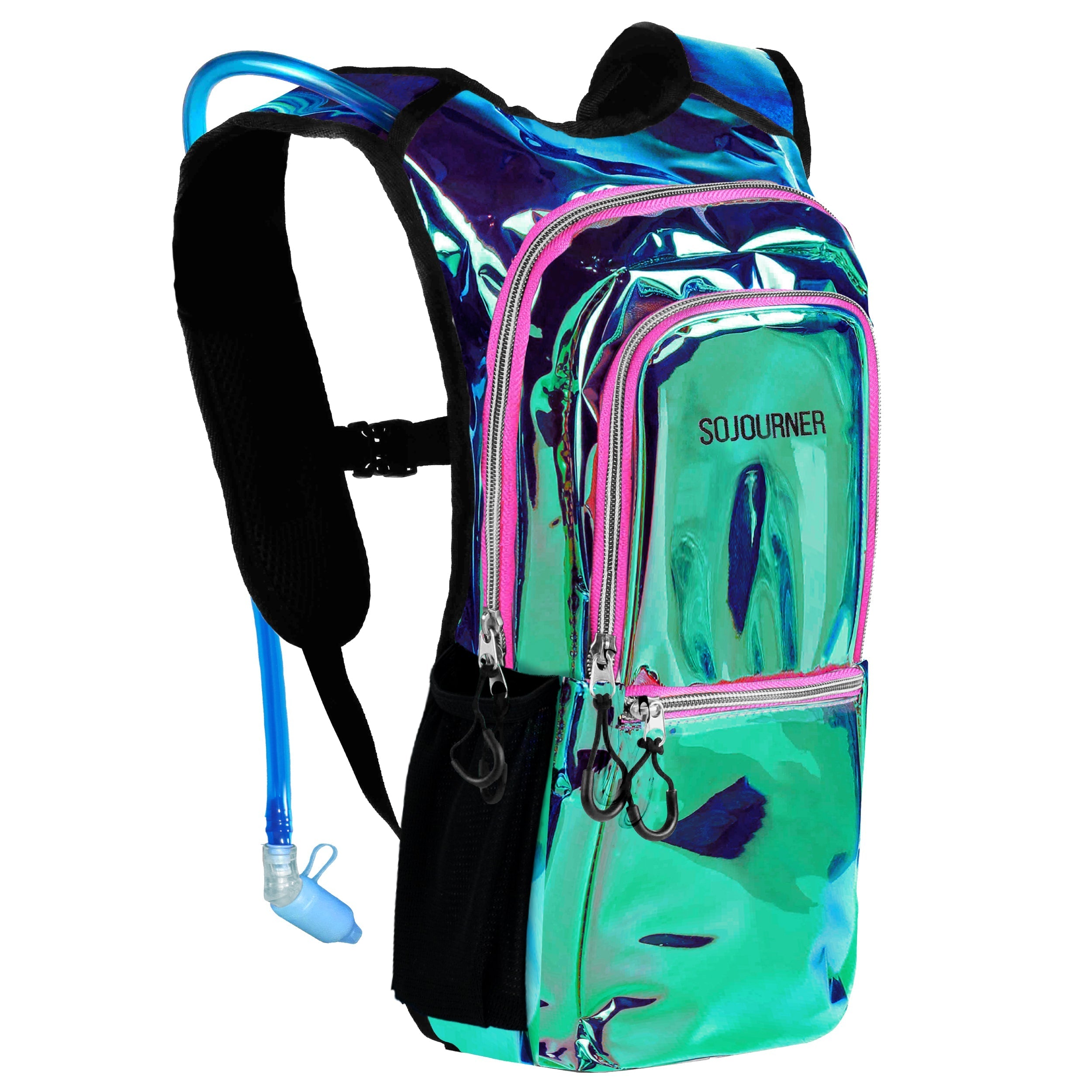 Hydration Pack Backpack (Medium) featuring reflective design, adjustable straps, and hydration tube for outdoor adventures.