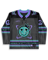 Limited edition Freedom Fam hockey jersey in bold purples and blues, perfect for rave outfits and events. Preorder now!