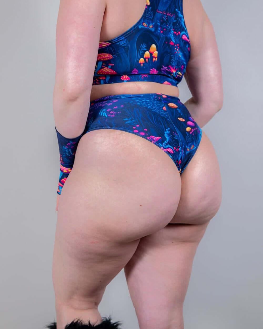 Back angle of Wildwood High Waisted Bikini Bottoms, showcasing the flattering cut and cheeky coverage.