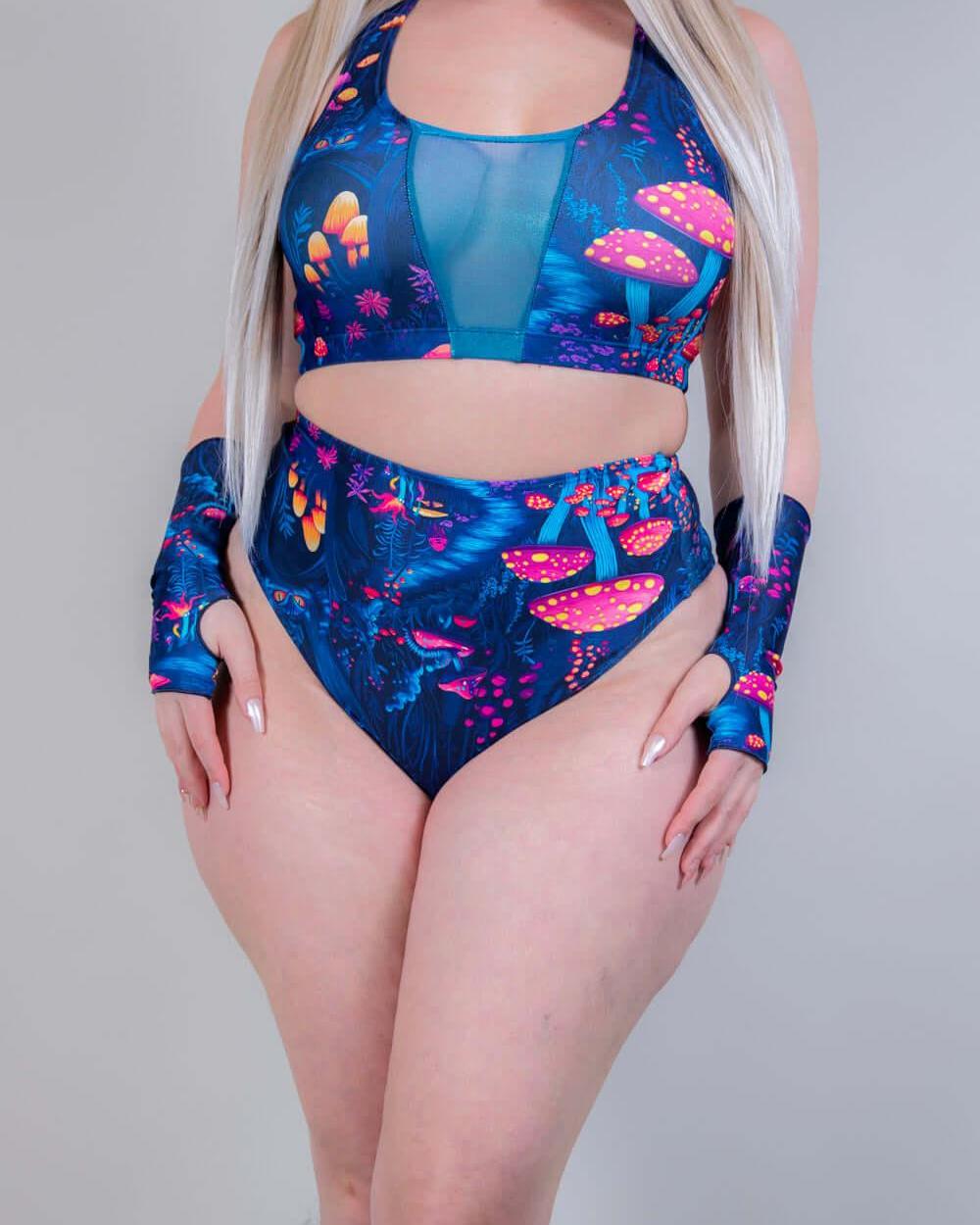 Straight-on front view of Wildwood High Waisted Bikini Bottoms, showcasing the high-rise fit and full coverage front.