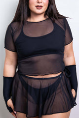 Black Mesh Baby Tee Freedom Rave Wear Size: X-Small