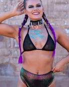 Black Mesh Bikini Top Tops Freedom Rave Wear 