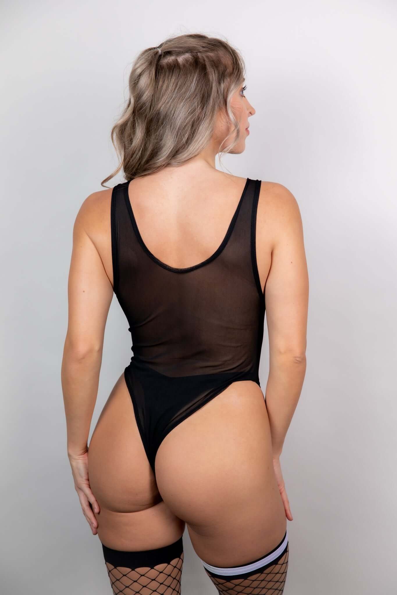 Black Mesh Sideboob Bodysuit Freedom Rave Wear Size: X-Small