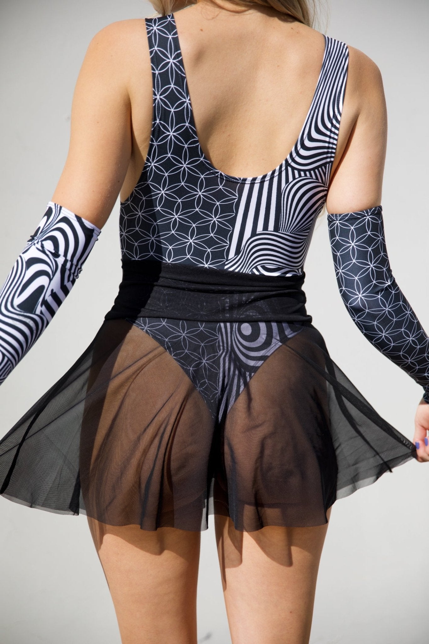 Black Mesh Skater Skirt - Freedom Rave Wear - Mini Skirts