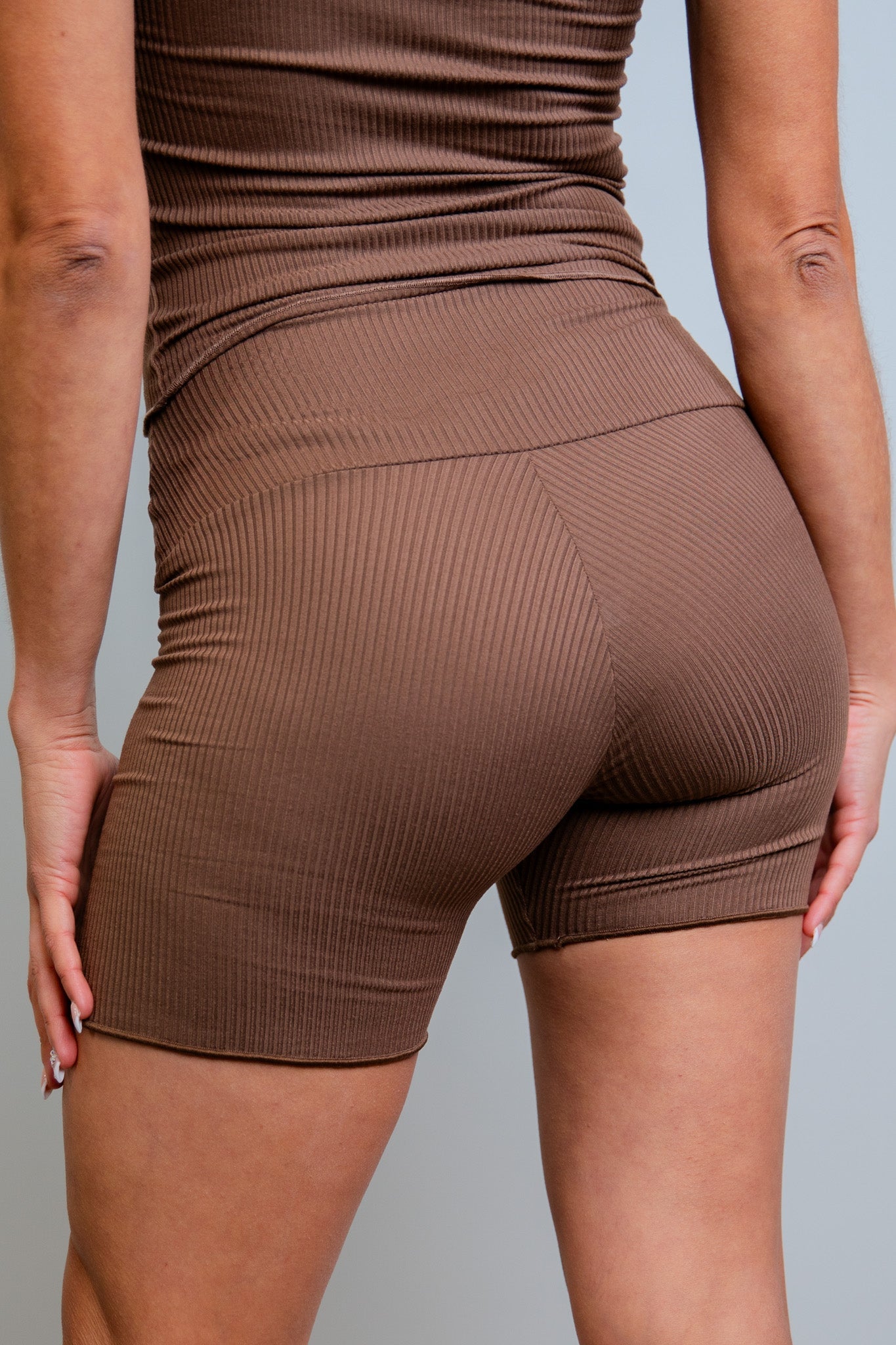 Brown Coco Ribbed Lounge Boxer Shorts - Freedom Rave Wear - Bottoms