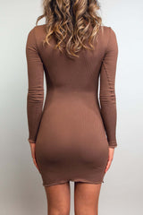 Brown Coco Ribbed Lounge Dress Freedom Rave Wear Size: X-Small