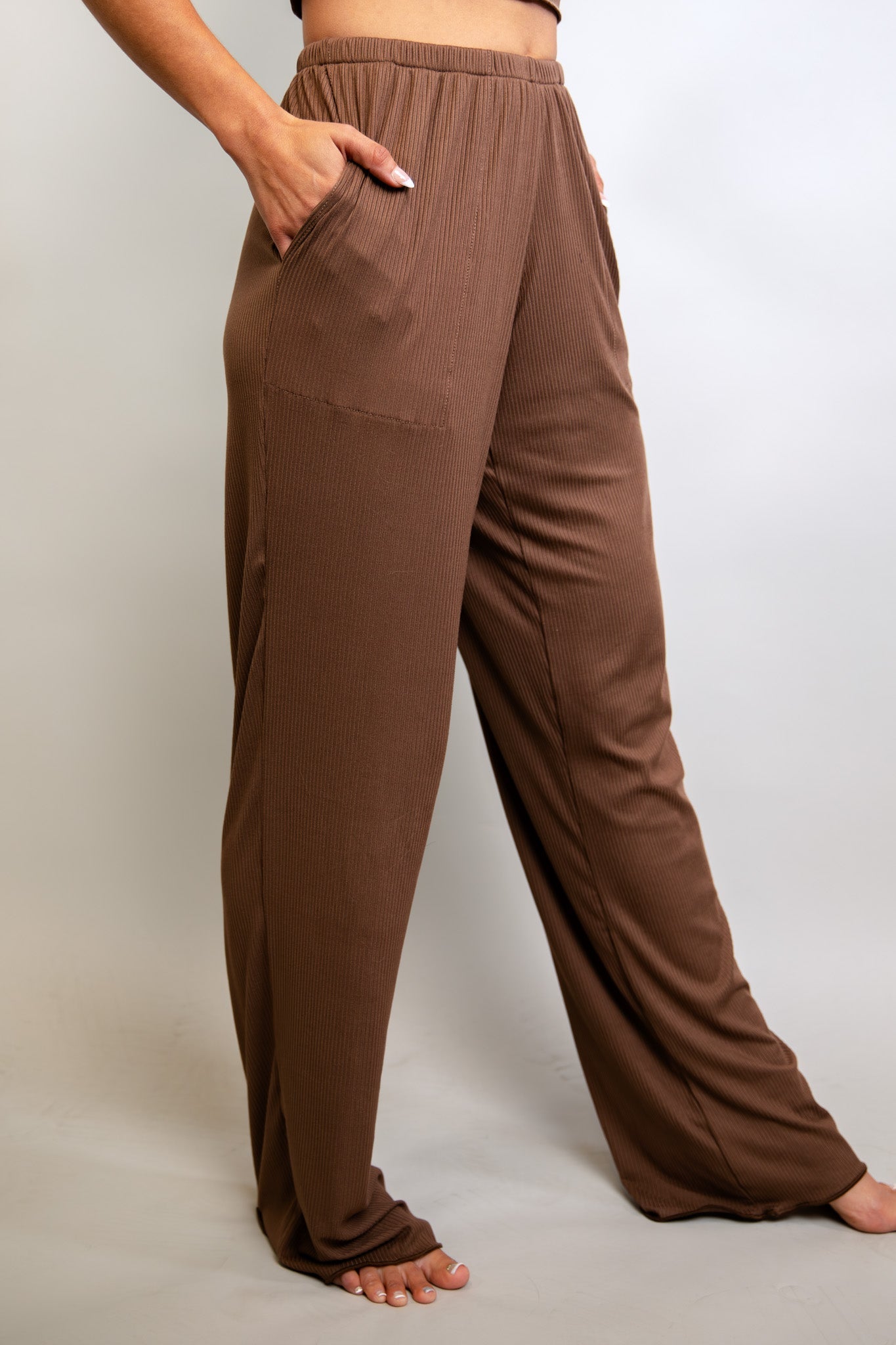 Brown Coco Ribbed Lounge Pants - Freedom Rave Wear -