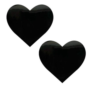 Dom Squad Black Wet Vinyl Heart Nipple Cover Pasties