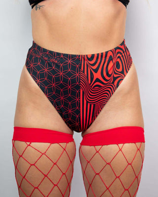 Duality High Waisted Brazilian Bottoms - Red