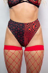 Duality High Waisted Brazilian Bottoms - Red