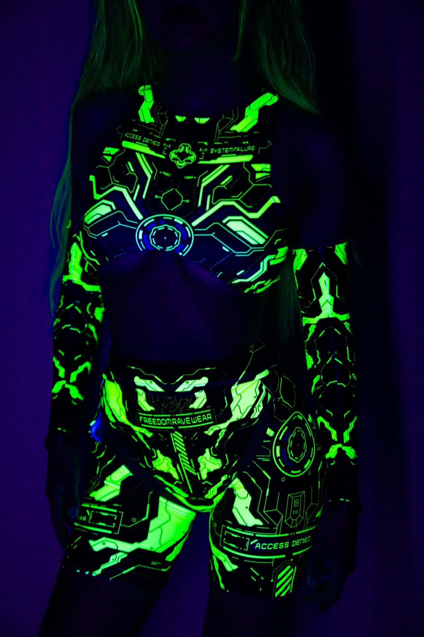 Electronika Chaps - UV Green Freedom Rave Wear Size: X-Small