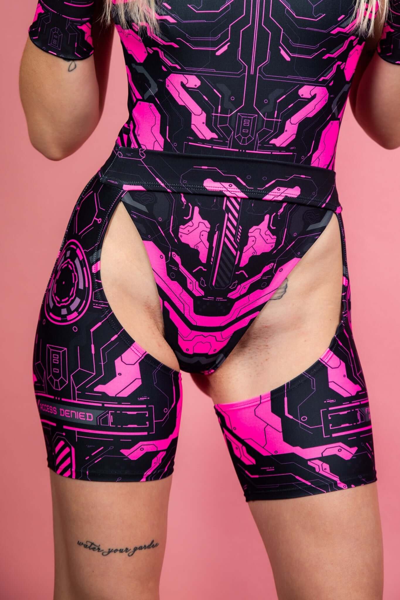 Electronika Chaps - UV Pink Freedom Rave Wear Size: X-Small