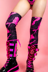 Electronika Leg Sleeves - UV Pink Freedom Rave Wear Size: X-Small
