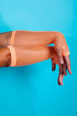 Fishnet Arm Sleeves - Orange FRW Accessories Color: Orange