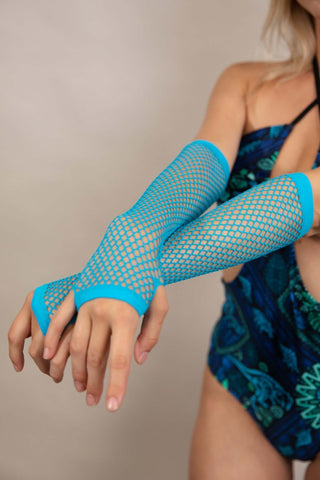 Fishnet Arm Sleeves - Turquoise