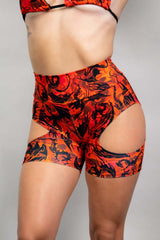 Forbidden Biker Shorts with Cut Out Freedom Rave Wear Size: X-Small