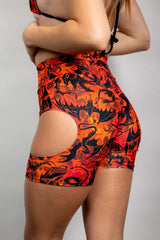 Forbidden Biker Shorts with Cut Out Freedom Rave Wear Size: X-Small