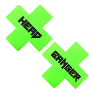 Head Banger Neon Green X Factor Pasties - Freedom Rave Wear - Pasties