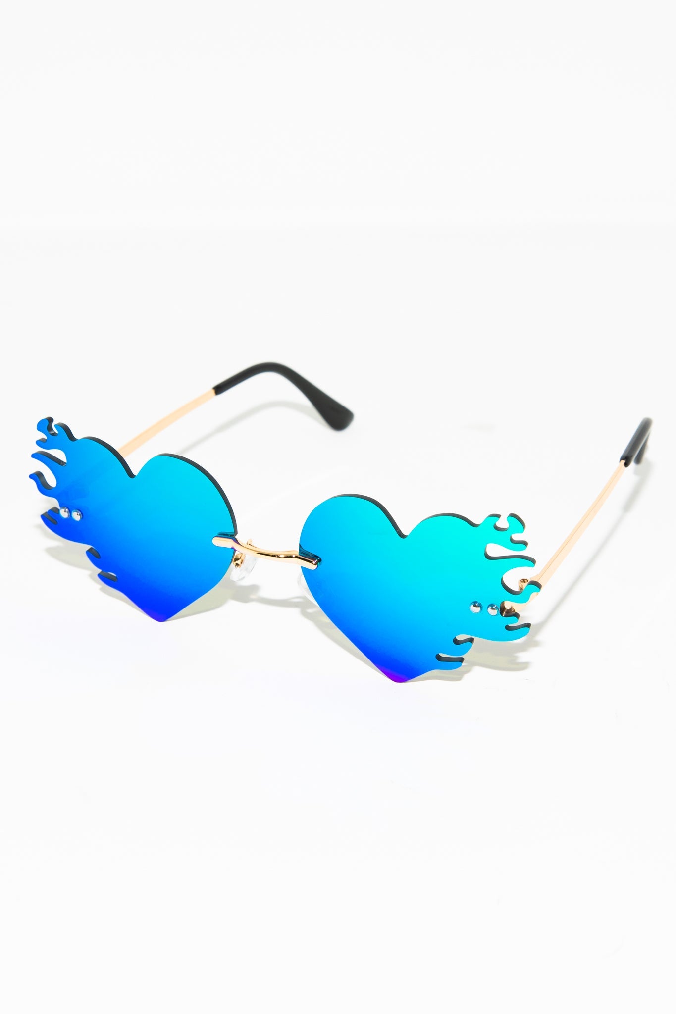 Hearts on Fire Sunglasses - Blue - Freedom Rave Wear - Sunglasses