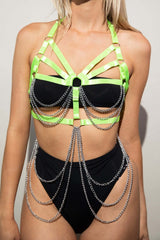 Heaven Sent Harness - Neon Green - Freedom Rave Wear - Body Chains